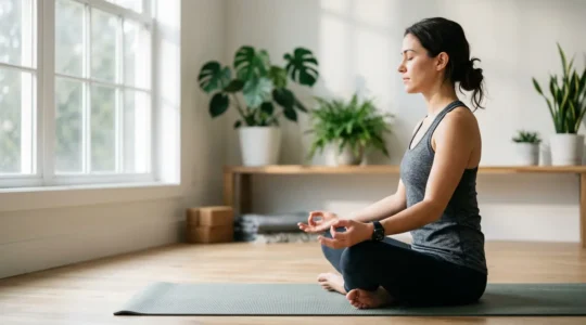 Atleta monitora la sua variabilità della frequenza cardiaca con smartwatch durante il recupero