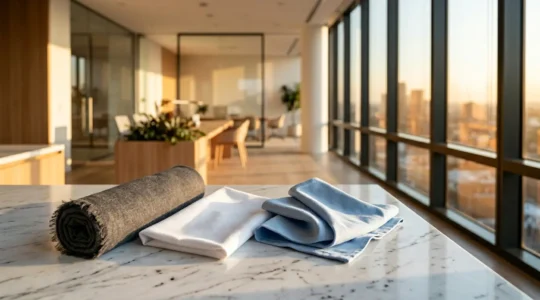 Composizione di tessuti tecnici e lana merino per abbigliamento professionale elegante