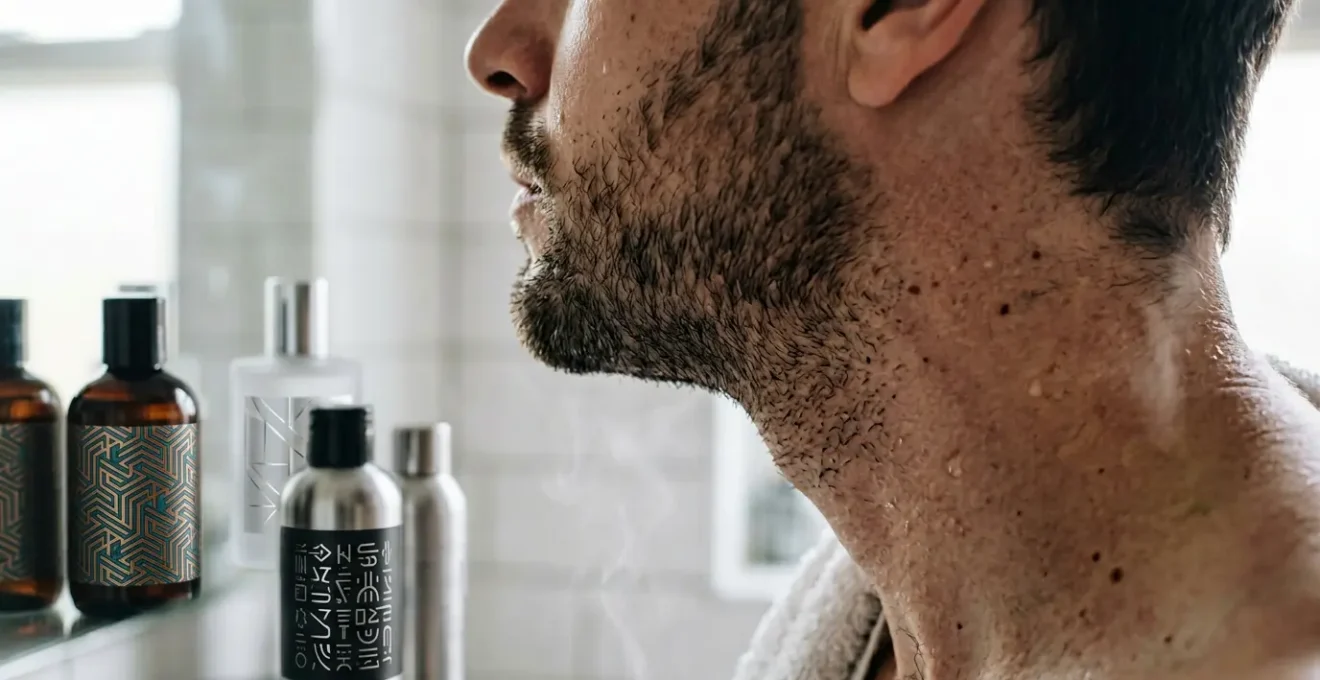 Uomo che si prepara per la rasatura del collo con tecniche professionali