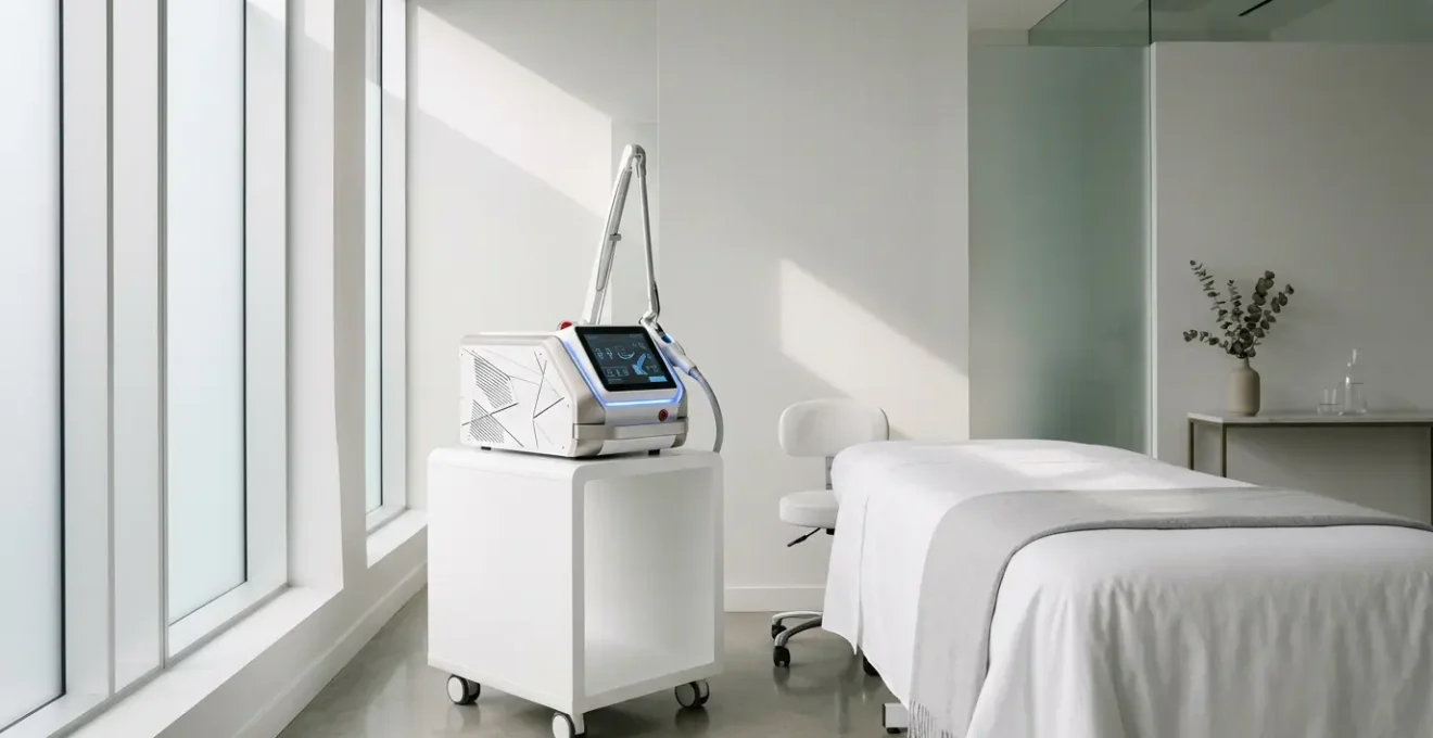 Trattamento laser moderno per cicatrici da acne e pori dilatati in clinica estetica professionale