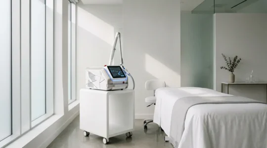 Trattamento laser moderno per cicatrici da acne e pori dilatati in clinica estetica professionale