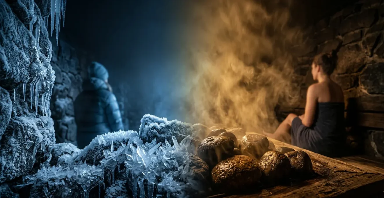 Contrasto tra acqua fredda e vapore caldo per il benessere immunitario