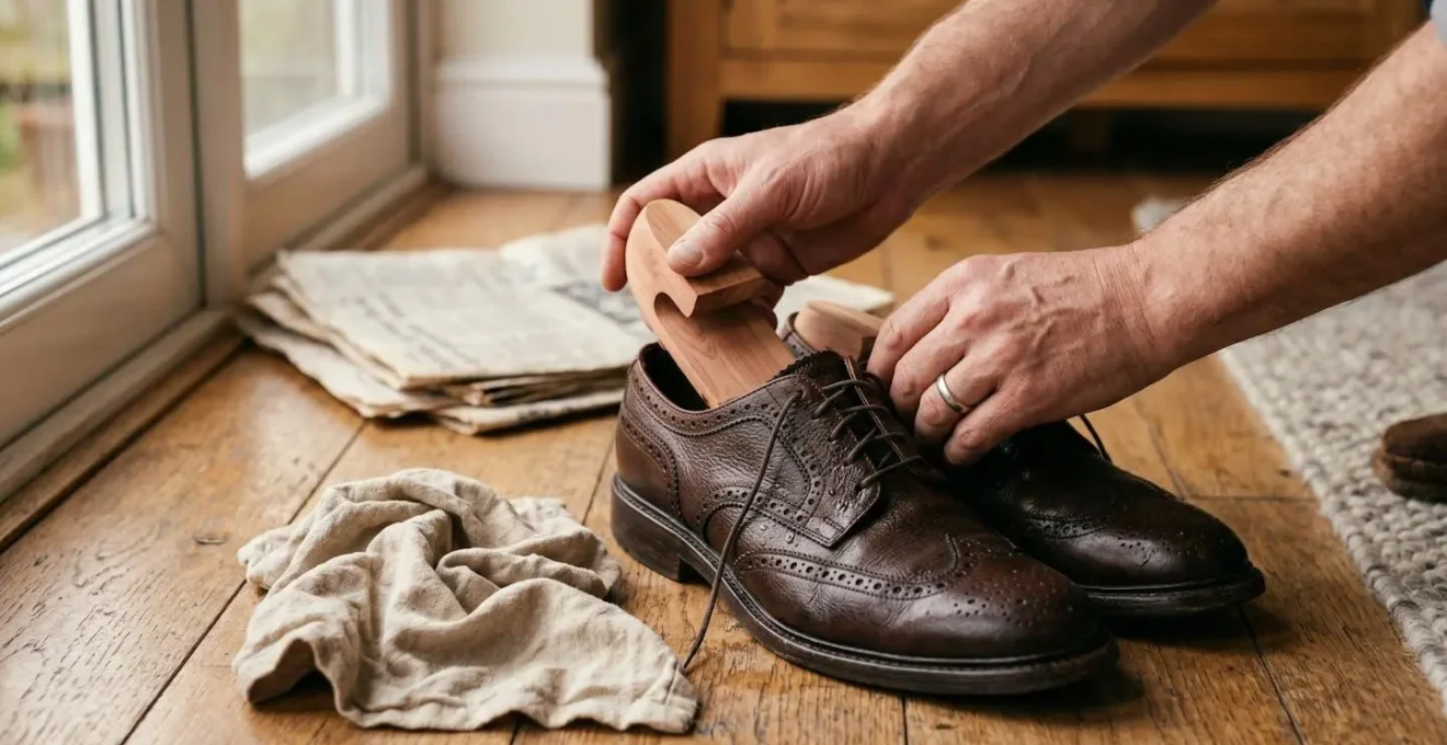 Scarpe in pelle con tendiscarpe in cedro che asciugano naturalmente