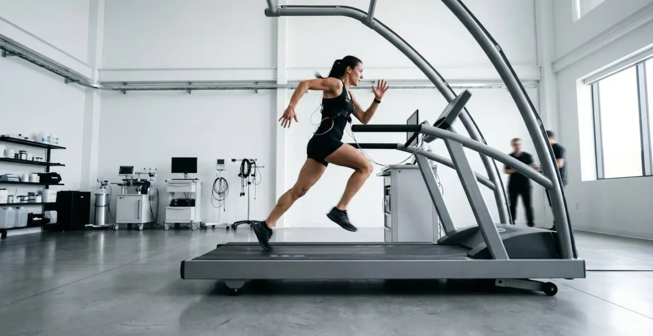 Atleta durante test VO2max con visualizzazione della correlazione con variabilità cardiaca